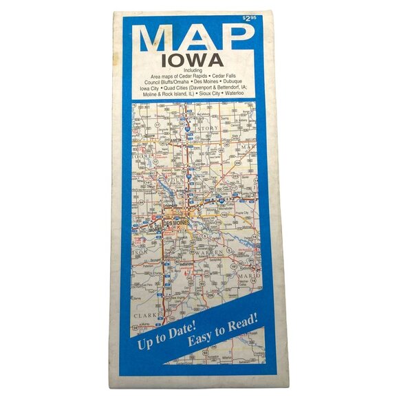 Iowa Highway State Map Road Travel Cedar Rapids Waterloo Sioux City Vintage - Picture 8 of 8